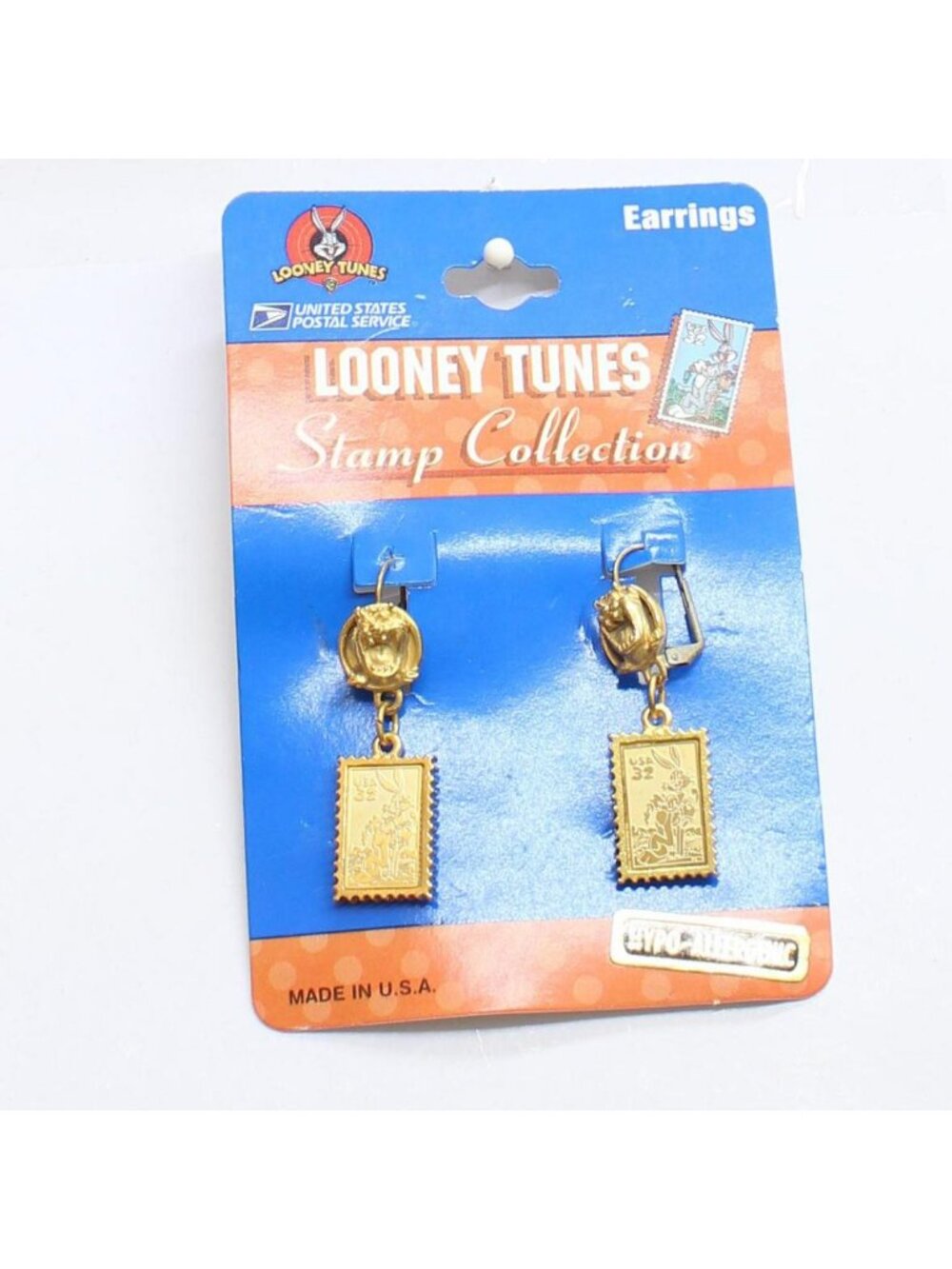 NEW Starline Creations Stamp Dangle Earrings Gold Yellow 1.75"
